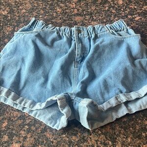 Shein 2XL Light Blue Denim Women’s Elastic Waist Shorts
